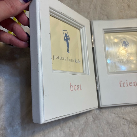 Pottery Barn Kids White Triple Photo Frame Pink Text best friends forever - Picture 4 of 8